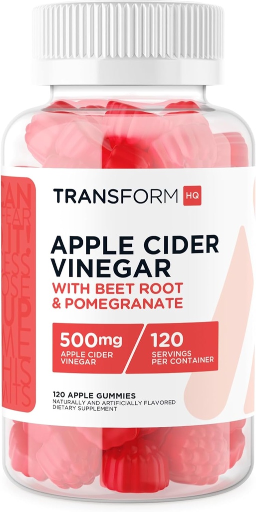 TransformHQ Jabłko Cydr Gummies (120 Servings, 500mg Per Serving) - Gluten Free, Non-GMO
