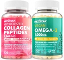 Zhydrolizowany Kolagen Peptydy Pigułki + Wegan Omega 3 Suplement z witaminą D3 K2