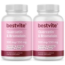 BESTVITE Quercetin z Bromelainem 500 mg / 250mg (240 Kapsułki wegetariańskie) (120 x 2) - Brak stearynianów - Brak tlenku krzemu - Wegan - Nie GMO - Bez glutenu
