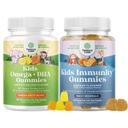 Paleta gumek Omega DHA dla dzieci - Kwasy tłuszczowe Omega 3 6 9 z witaminą C dla mózgu, Immunitet & Wizja i Dzieci Immunitet Gummie - Pyszna witamina C z Cynk & Echinacea Immune Booster