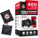 400 Szklanka do czyszczenia chusteczek + Micro fiber Cloth for Eyeglasses & Lens Cleaner Budapest 124; Nawilżone, Owijane indywidualnie, Mniej Alkohol Formuła Budapeszt 124; Wióry do soczewek, Okulary, Okulary i ekran