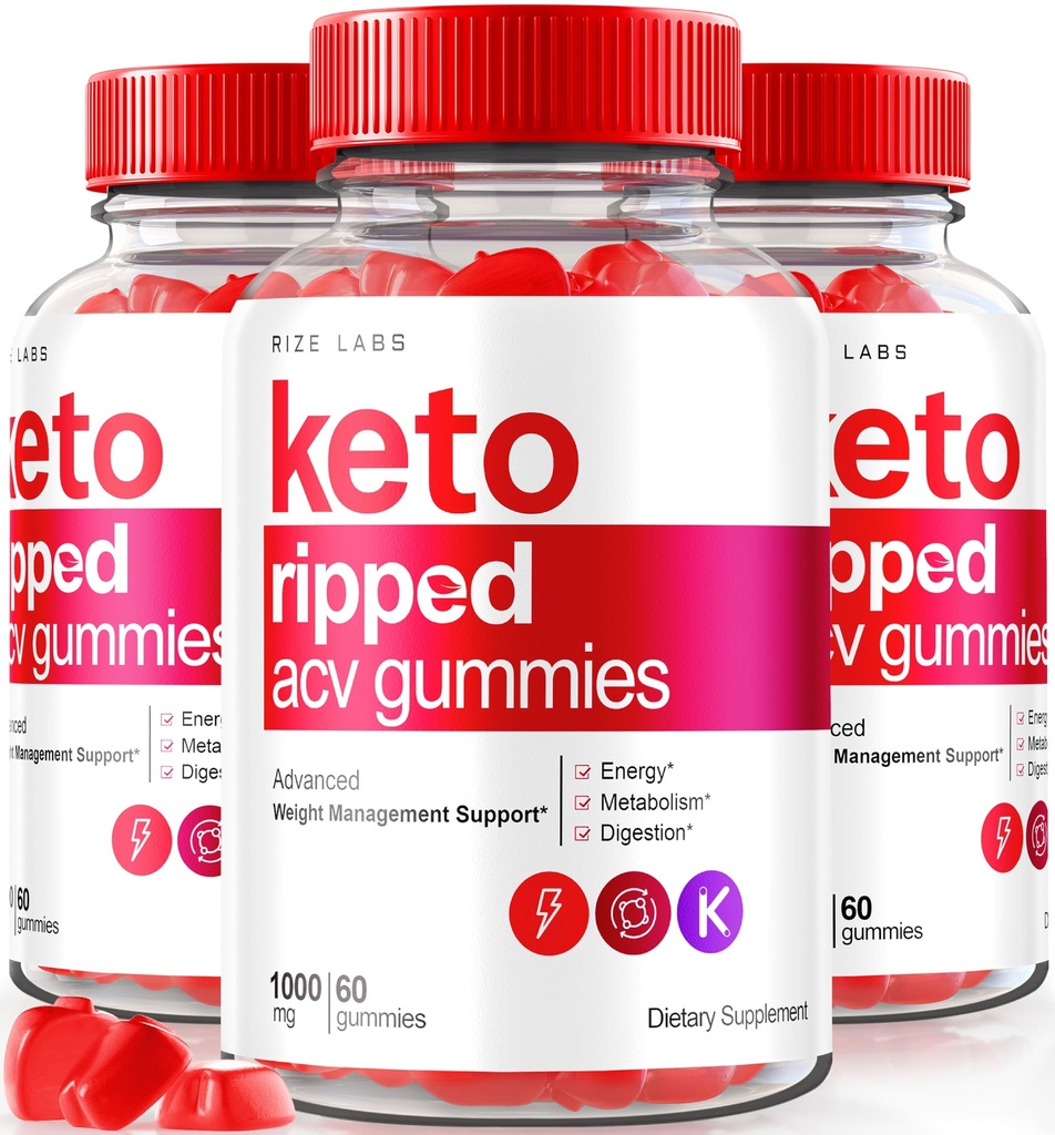 rize labs (Pack of 3 Keto Ripped ACV Gummies, Official Keto ACV Gummies Advanced Weight Loss Support, All Natural Apple Cider Vinegar, Premium Keto Plus ACV Gomitas Reviews (180 Gummies)