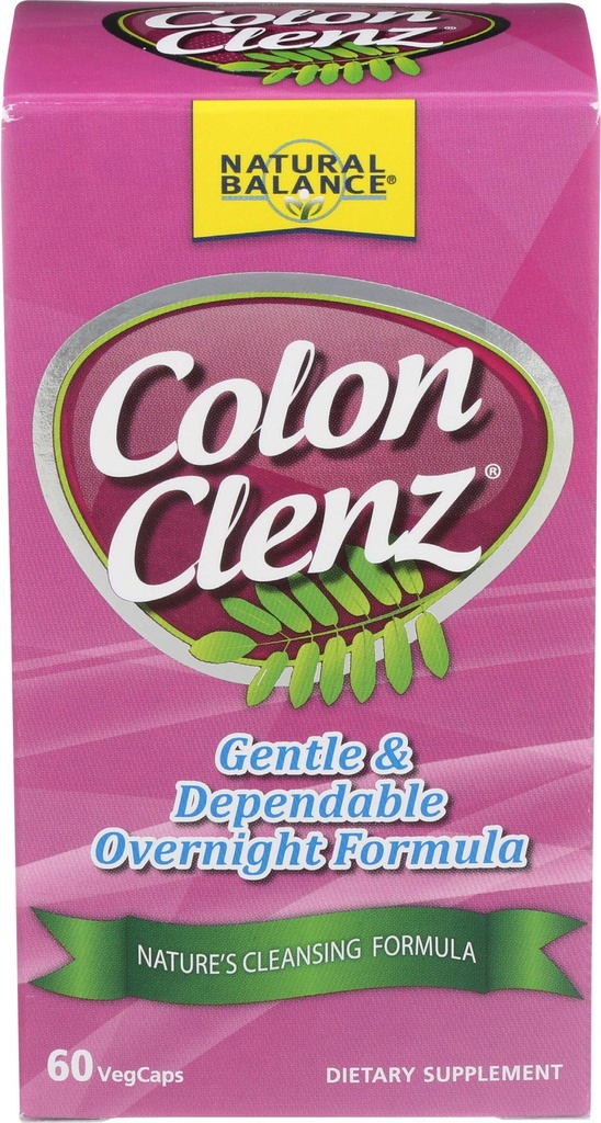Natural Balance Colon Clenz Ingel124; Herbal Colon Cleanse, Detox Cleanse, i suplement do zdrowia - Delikatny i podlegający Overnight Formuła - 60- Day Guarantee (60 Sług, 60 VegeCaps)