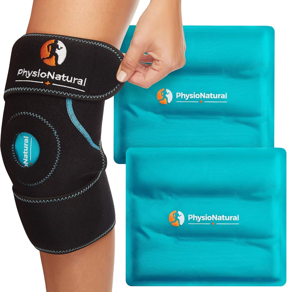 PhysioNatural Ice Pack for Knee Pain Relief, wielokrotnego użytku żel Ice Wrap dla urazów nóg, Obrzęki, Chirurgia zamiany kolana, Zimna terapia kompresji dla zapalenia stawów, Meniscus Tear i ACL