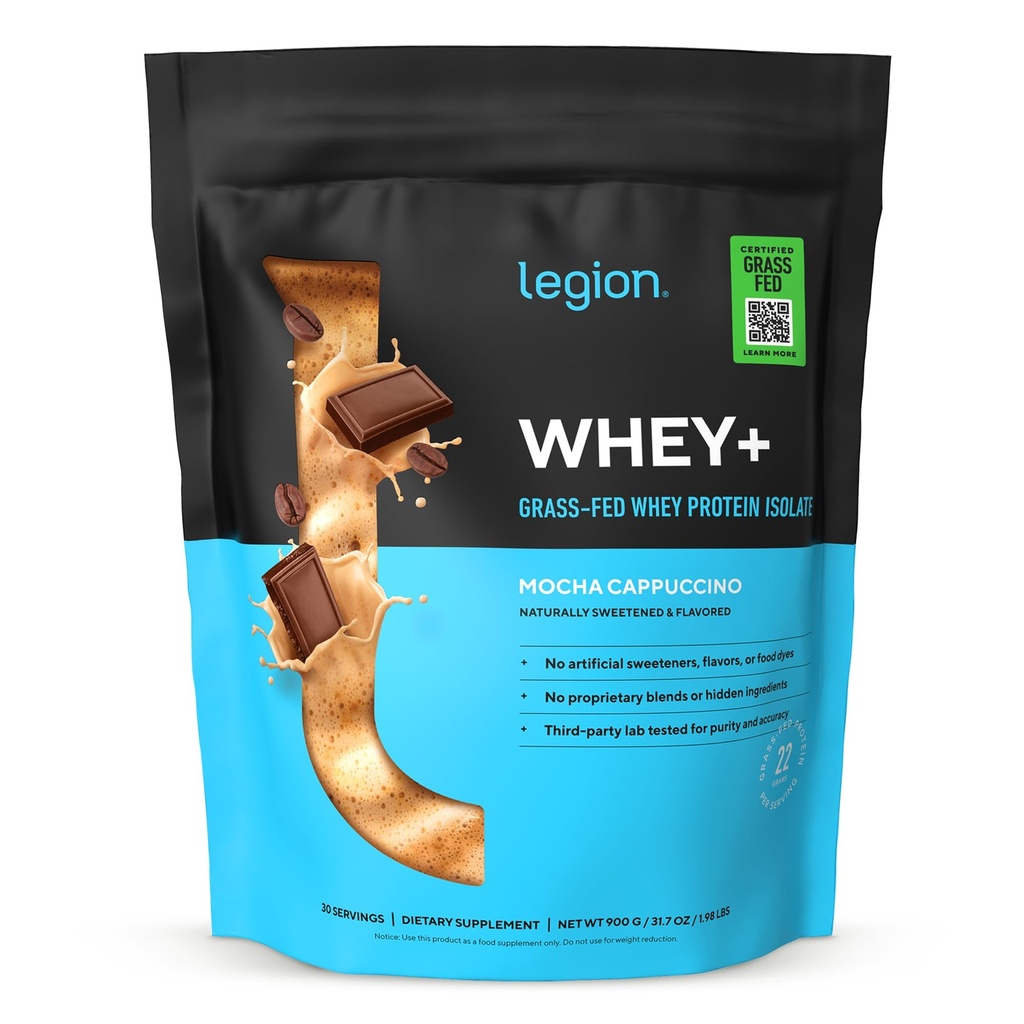 LEGION Serwatka + Izolat z serwatki z krów karmionych trawą - Izolat z białka serwatki w proszku niskokaloryczne, niemodyfikowane genetycznie, wolne od cukru, laktoza i gluten, wszystkie naturalne białka w proszku dla mężczyzn i kobiet 30 Służenie