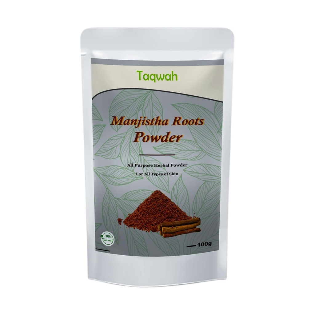 Manjistha Powder - Rubia Cordifolia dla twarzy, włosów, & pielęgnacji skóry 124; Czyści i czyści, Świecące Tone skóry 124; Użyj jako maska twarzy, złuszczające szorowanie (100g)
