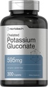 Horbäach Chelated Potasu Gluconate Supplement Agregat 124; 595 mg Agregat 124; 300 Cappets Agregat 124; Vegetarian, Non-GMO, Gluten Free
