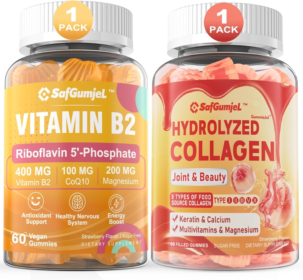 Witamina B2 Gummies + bezcukrowy Zhydrolizowany Kolagen Gummies Peptydów