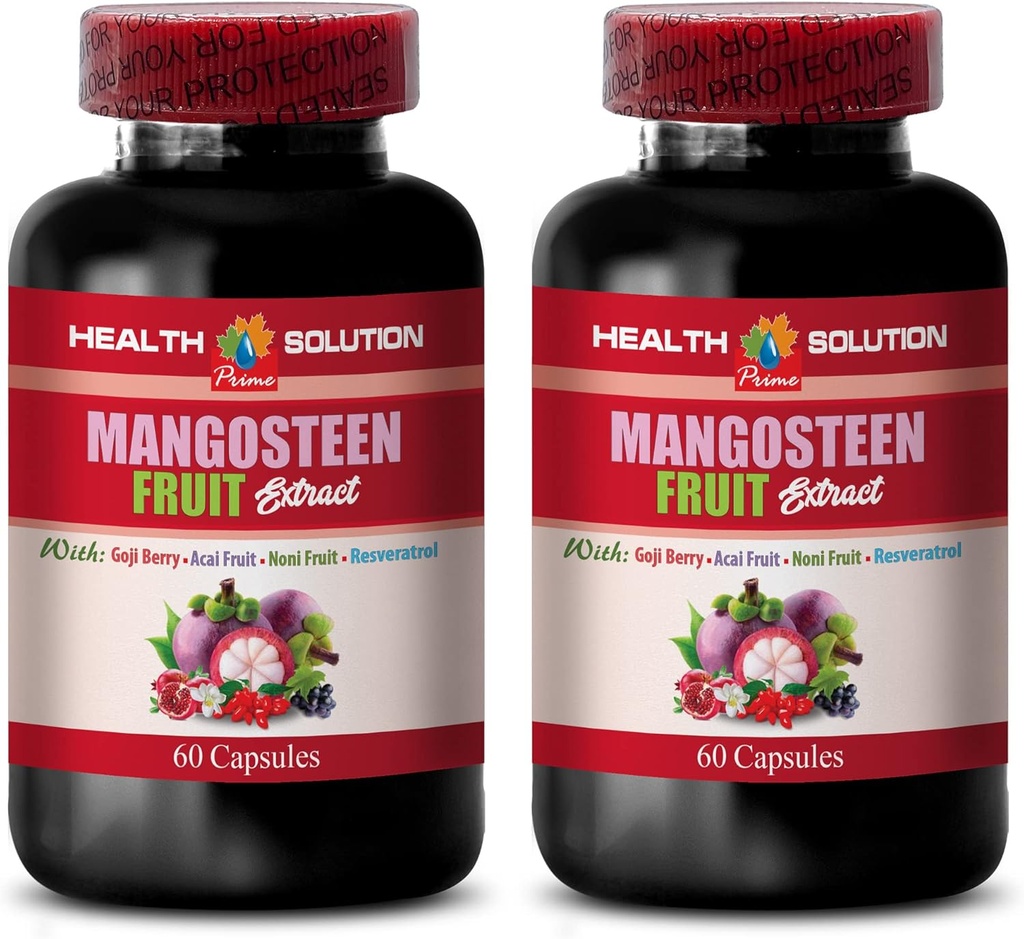 kapsułki mangosteen - MANGOSTEEN OFUIT EXTRACT COMPLEX Z RESVERATROL, ACAI OFUIT, POMEGRANATE, NONI OFUIT, GOJI BERRY - Granatowe witaminy do pamięci - suplement resweratrol - 2 Butelki 120 Cap