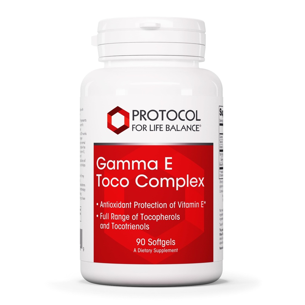 PROTOKÓŁ NA RZECZ ŻYCIA BALANCE Gamma E Toco Complex - Witamina E 300mg - Wsparcie przeciwutleniające - dla zdrowia układu sercowo-naczyniowego i zdrowia mózgu - z Tocotrienols - Halal & Dairy Free - 90 Softgels