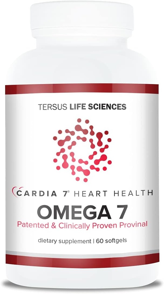 Cardia 7 Heart Health Omega 7 - Zawierające oczyszczone nasienie Omega 7 Kwasy tłuszczowe - Brak zapachu ryb lub Burp- Back - 60ct miękkie żele