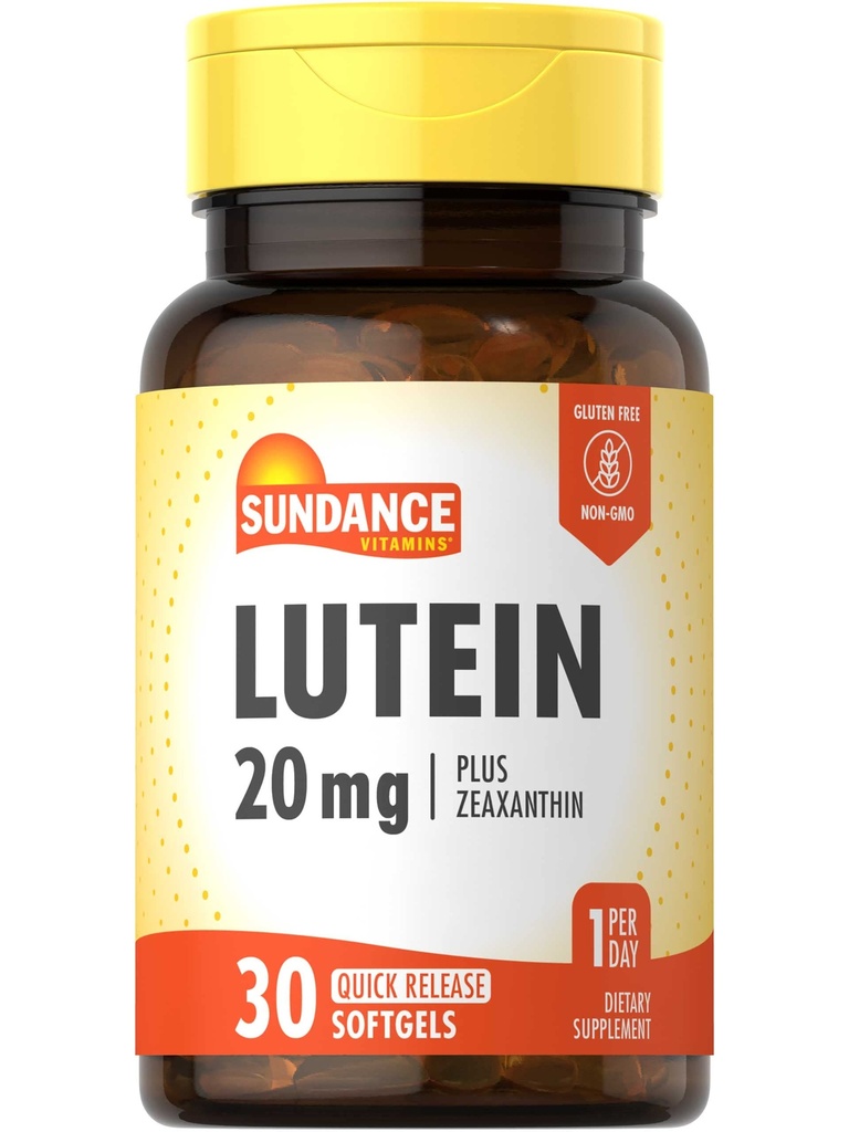 Sundance Lutein 20 mg Hughein 124; 30 Softgels Hughes 124; with Zeaxanthin Hughein 124; Non-GMO and Gluten Free Supplement