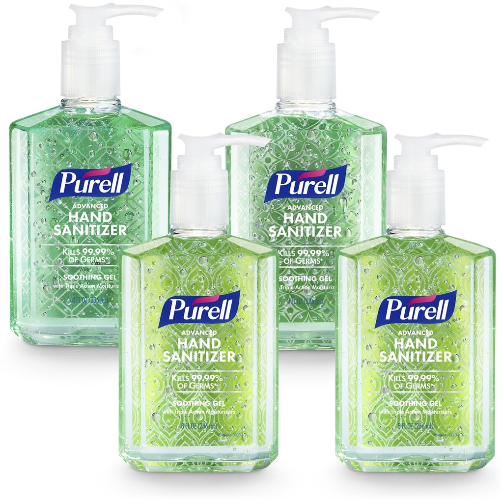 PURELL Advanced Hand Sanitizer Soothing żel, świeży zapach, 8 fl oz Pompa butelka (Opakowanie 4), 9674- 06- ECDECO