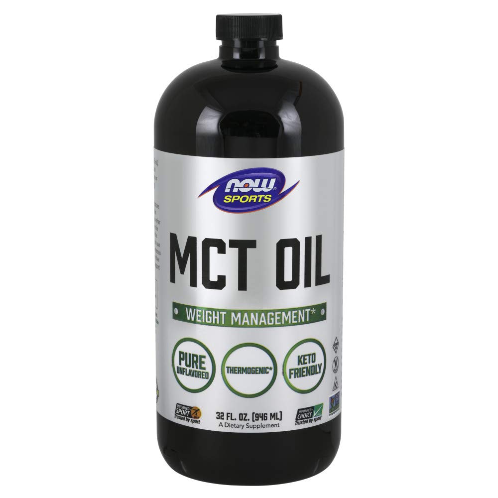 Now Foods MCT Oil Liquid (Soy Free, Non-GMO, Gluten Free, Corn Free, Dairy Free, Egg Free, Hexane Free, Keto Friendly, Kosher) - 946ml (Unflavoured)