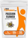 BulkSupplements.com Ekstrakt Passion Flower Powder - Passion Flower Supplement, Herbal Supplement - Gluten Free, 1g per Serving, 100g (3.5 oz) (Opakowanie po 1)