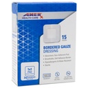 2 "x 2" Dressing (1x1 Pad) AMERX Borded Gaze - Adhesive Bandages - Water Resistant Barrier - Self Adhesive Border - oddychające, Hipoalergiczne - 15 Pads per Box