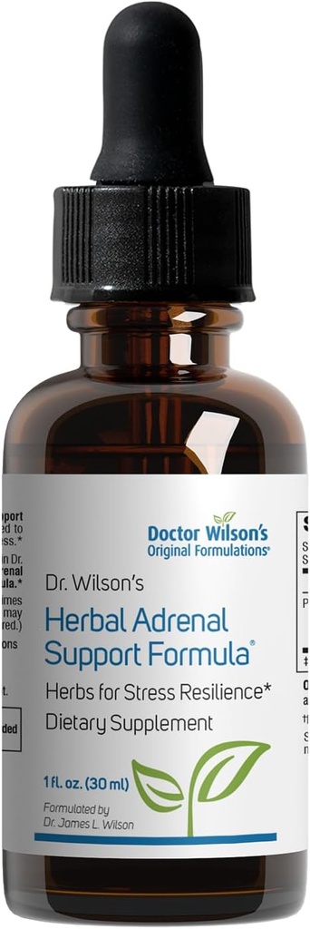 Formuła wsparcia dla ziół i nadnerczy Dr Wilson 's Herbal Support Formuła adaptatogenne Zioła do codziennego użytku, Sleep and Energy Support 1 Liquid Oz