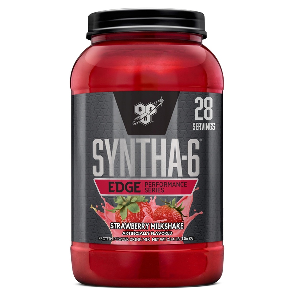 BSN SYNTHA- 6 Proszek do protein krawędziowych, Proszek do protein truskawkowych z hydrolizowaną serwatką, Kazeina mikrokrystaliczna, Izolat białka mlecznego, Niski cukier, Białko 24g, Truskawkowy koktajl mleczny, 28 Służenie