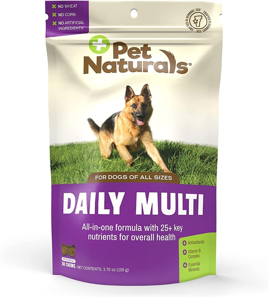 Pet Naturals Daily Multivitamin dla psów, Veggie Flavor, 30 Chews - Yummy Chews with Amino Acids, i przeciwutleniacze - Wsparcie energii, Funkcje metaboliczne i Wellness