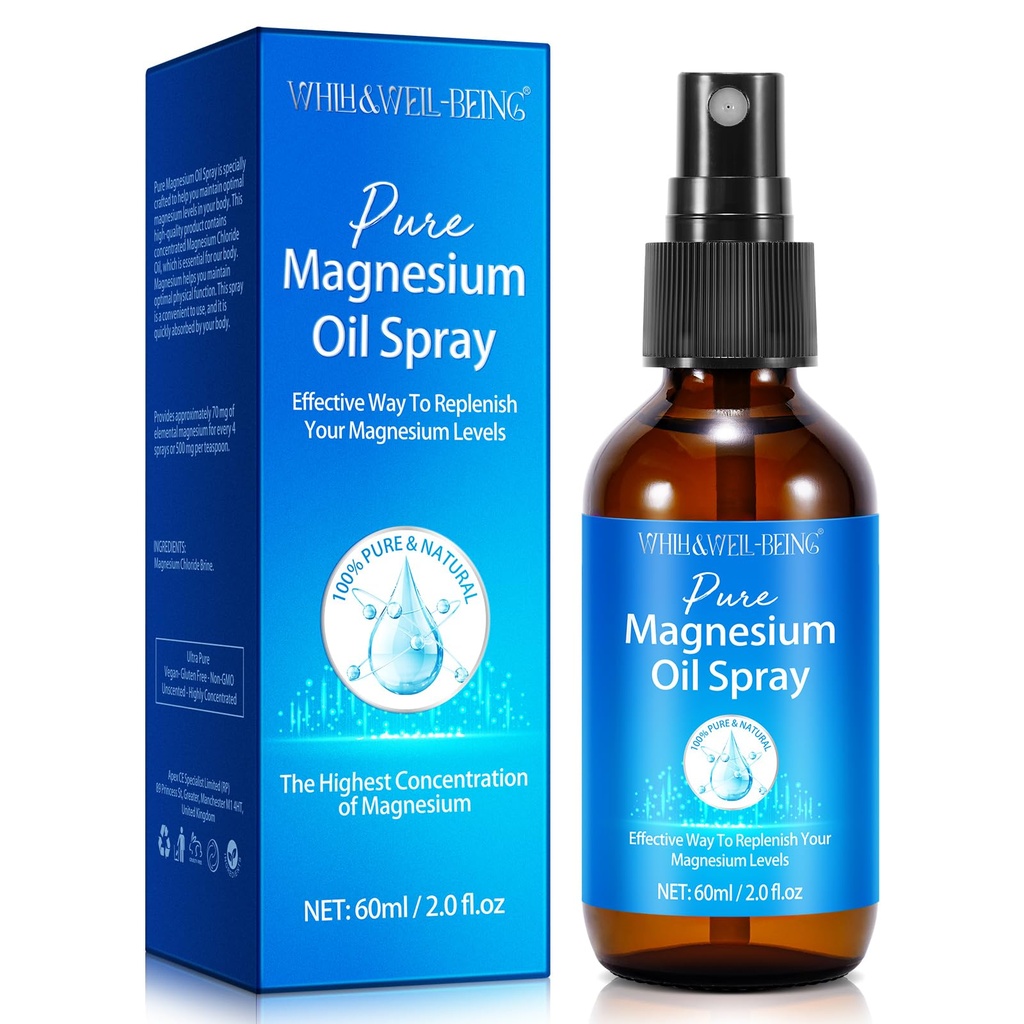 Rozpylacz magnezowy, czysty rozpylacz oleju magnezowego do stóp, naturalny składnik w szklanej butelce, łatwy do pochłaniania i używać 1Pack