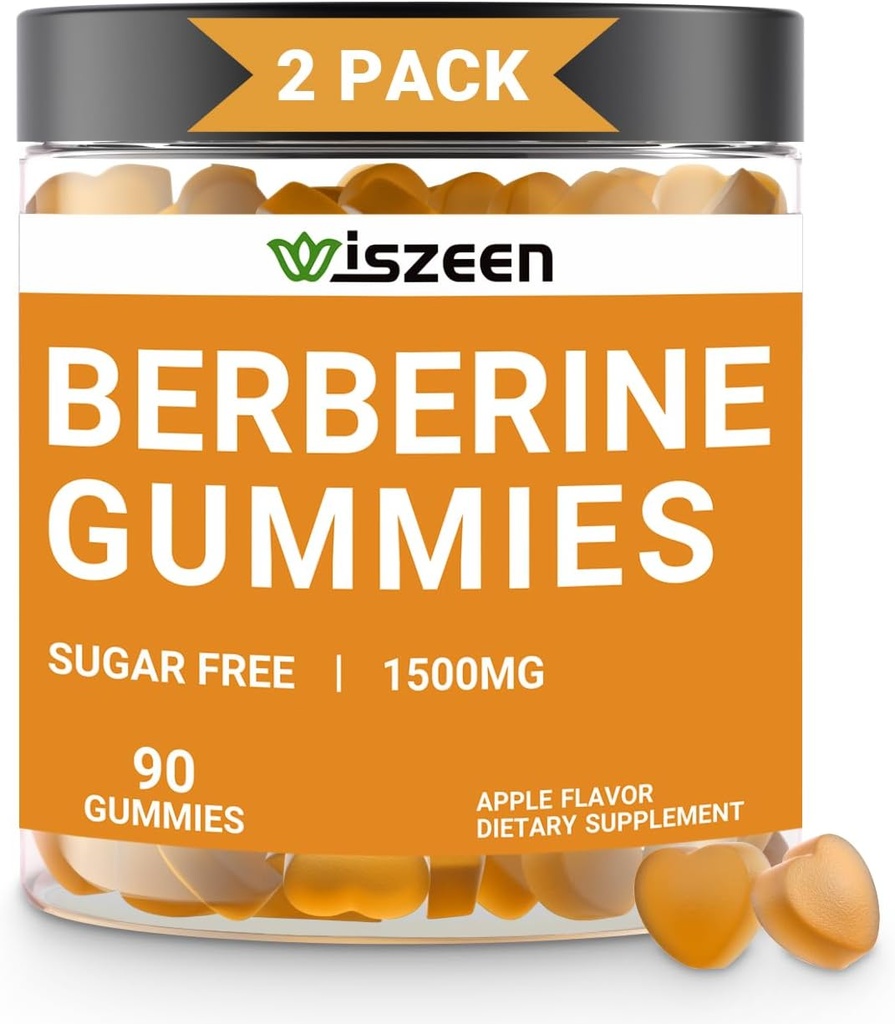 2 Pack Berberine Gummies, Sugar Free Berberine Supplement 1500mg z Ceylon Cynamon, Berberine Gummy dla dorosłych