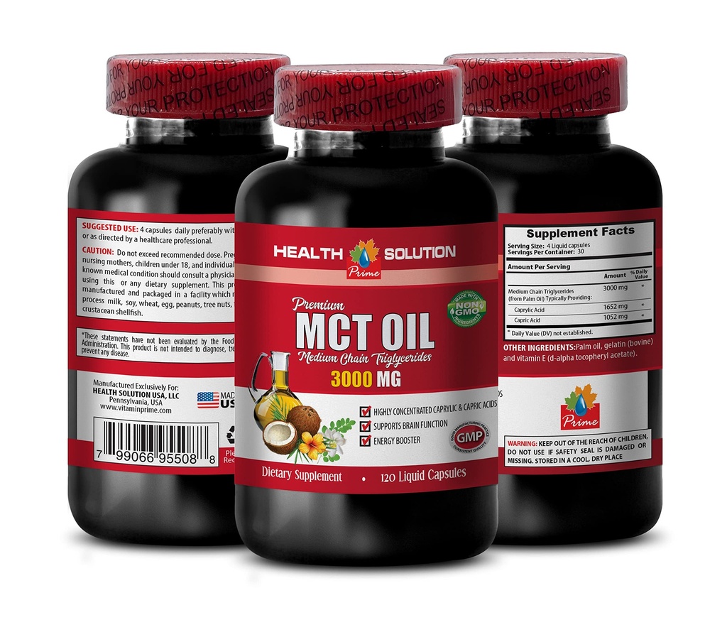 Immune System Booster - MCT Oil 3600MG, 100% Czysty - Średnio łańcuchowe trójglicerydy, Mct Suplement oleju softgels, Mct Oil Pills Organic, Mct Oil Capsules, McT Oil Pills, Mct Oil - 1 Butelka (120 Softgels)