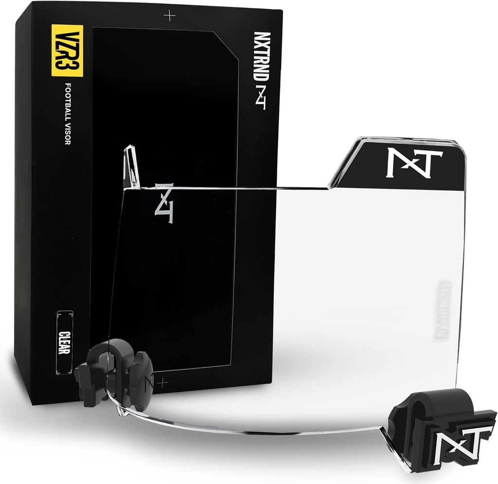 Nxtrnd VZR3 Football Visor, Technologia zakrzywionych soczewek, Pasuje kaski piłki nożnej dla dorosłych i młodzieży