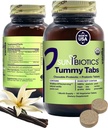 SUNBIOTICS Tummy Tabs - Probiotyczne tabletki do żucia i prebiotyczne tabletki z 18 Milionami CFU z 4 Probiotycznymi cieśninami dla dobrego Gut Flora, System immunologiczny, & Balanced Microbiome - Vanilla, (Opakowanie 1)