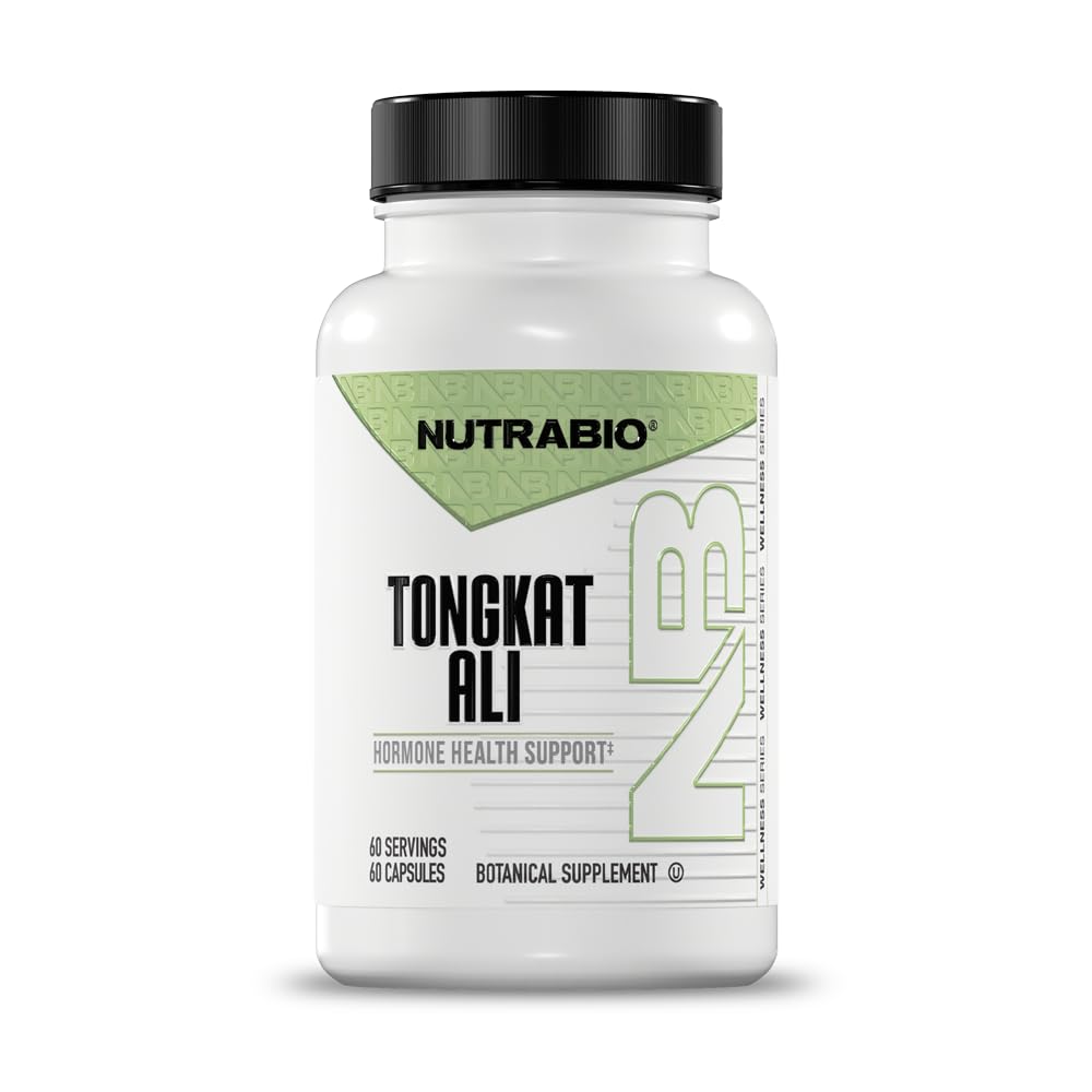 NutraBio Tongkat Ali Longjack 100 Suplement - Naturalne wsparcie dla masy mięśniowej, siła, wydajność - Longjack Tongkat Ali dla Men- 200mg na kapsułki, 60 Służenie