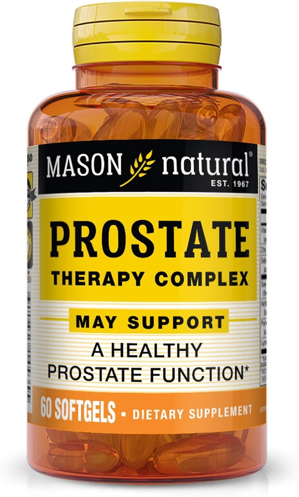 MASON NATURAL Prostate Therapy Complex z Saw Palmetto, Nettle Root & Pumpkin Seed Oil - Wspiera zdrową funkcję prostaty *, 60 Softgels