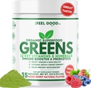 Poczuj się dobrze Super Zielony Proszek - Organiczny zielony sok, Trawa pszenna bez dodawanego cukru, Spirulina, Chlorella, Probiotyki, Enzym spożywczy, Antyoksydant bogaty, Immunitet Boost Green Food, 35 SVG, Codziennie