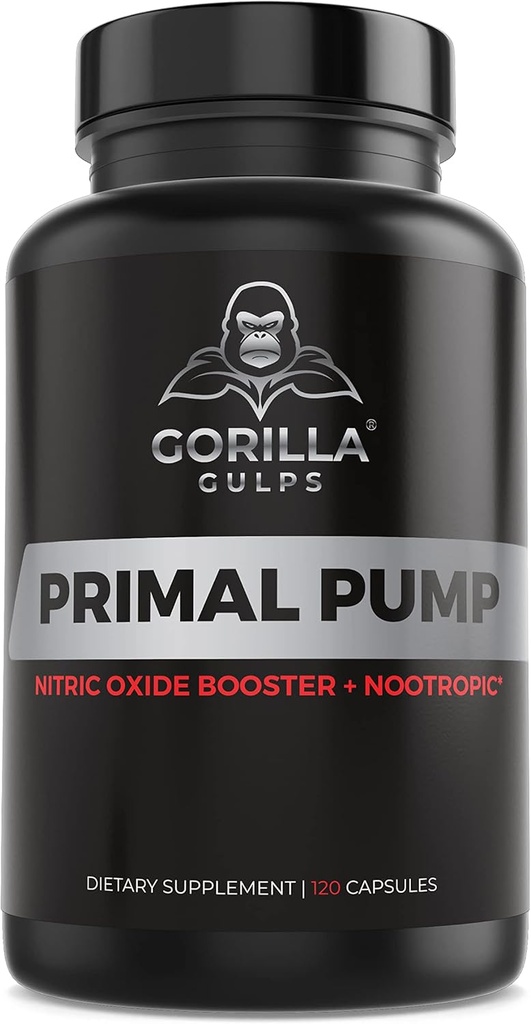 Goryl Gulps - Pompa pierwotna Suplement tlenku azotu Nootropic 1500mg Nitrosigine L Arginina i korzeń buraków do wzrostu mięśni, Pompy, Przepływ krwi, Energia i Focus - Max Siła przed treningiem N.O. Booster