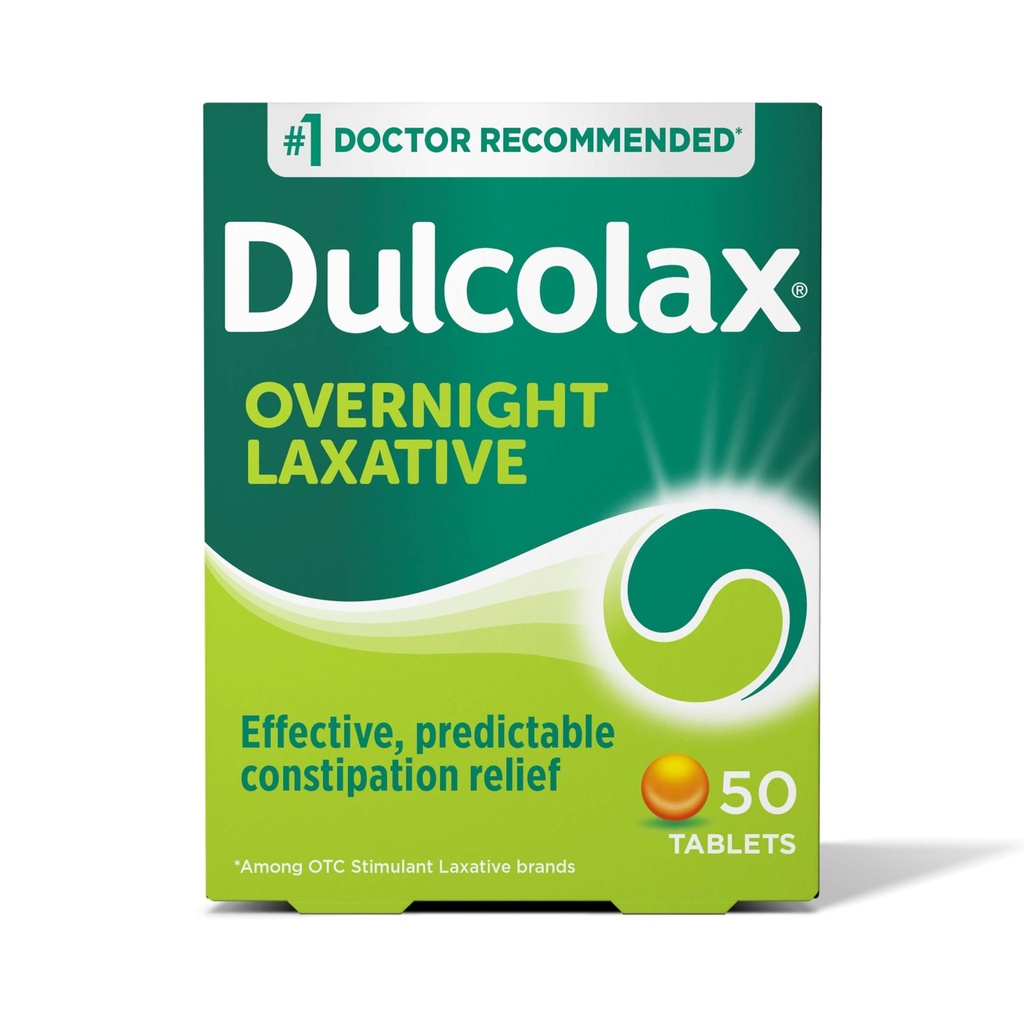 Dulcolax Stymulant Laxative Tablets, Przewidywalne i skuteczne zaparcia Relief, Relieves Straining & Bloating, Bisacodyl 5 mg, 50 Count