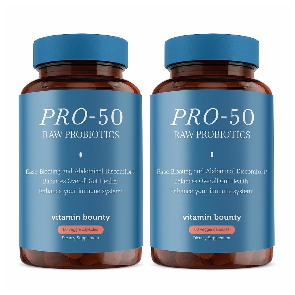 Witamina Bounty Pro- 50 Probiotic 50 Miliard CFU - 13 Suplement szczeliny dla mężczyzn i kobiet + Prebiotyki - Poparcie pożywienia i gut - Lactobacillus & Bifidobacterium - Opóźnione uwalnianie kapsułki, 2 opakowania