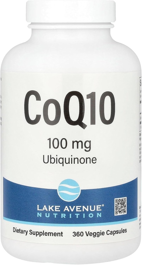 Lake Avenue CoQ10 Nutrition - Ubiquinone Supplement - Promotes Antioksydant Activity - Gluten Free, Non-GMO - 100 mg - 360 Veggie kapsułki
