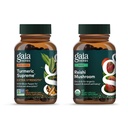 Gaia Herbs Turmeric Supreme Supreme Strength - 60 Vegan Liquid Phyto- Capsules & Reishi Mushroom - Immune System & Supports Heart Health - 40 Vegan Liquid Phyto- Capsules (2 Pack)