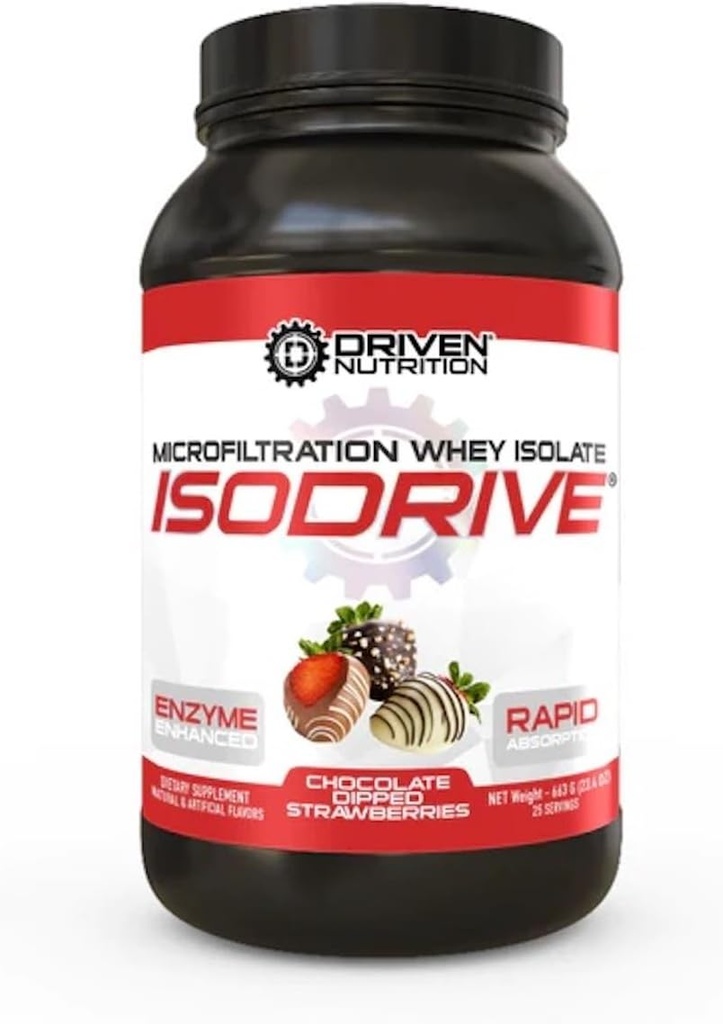 Driven Nutrition ISODRIVE Premium Izolat serwatki (2 funty, truskawki czekoladowe)