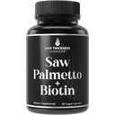 Saw Palmetto + Biotin Advanced 2- in-1 Combo dla wzrostu włosów. Vegan Capsules Supplement with Natural Saw Palmetto Extract + 10000mcg Biotin. Utrata włosów i Regroth Pills dla mężczyzn i kobiet. Blokada DHT