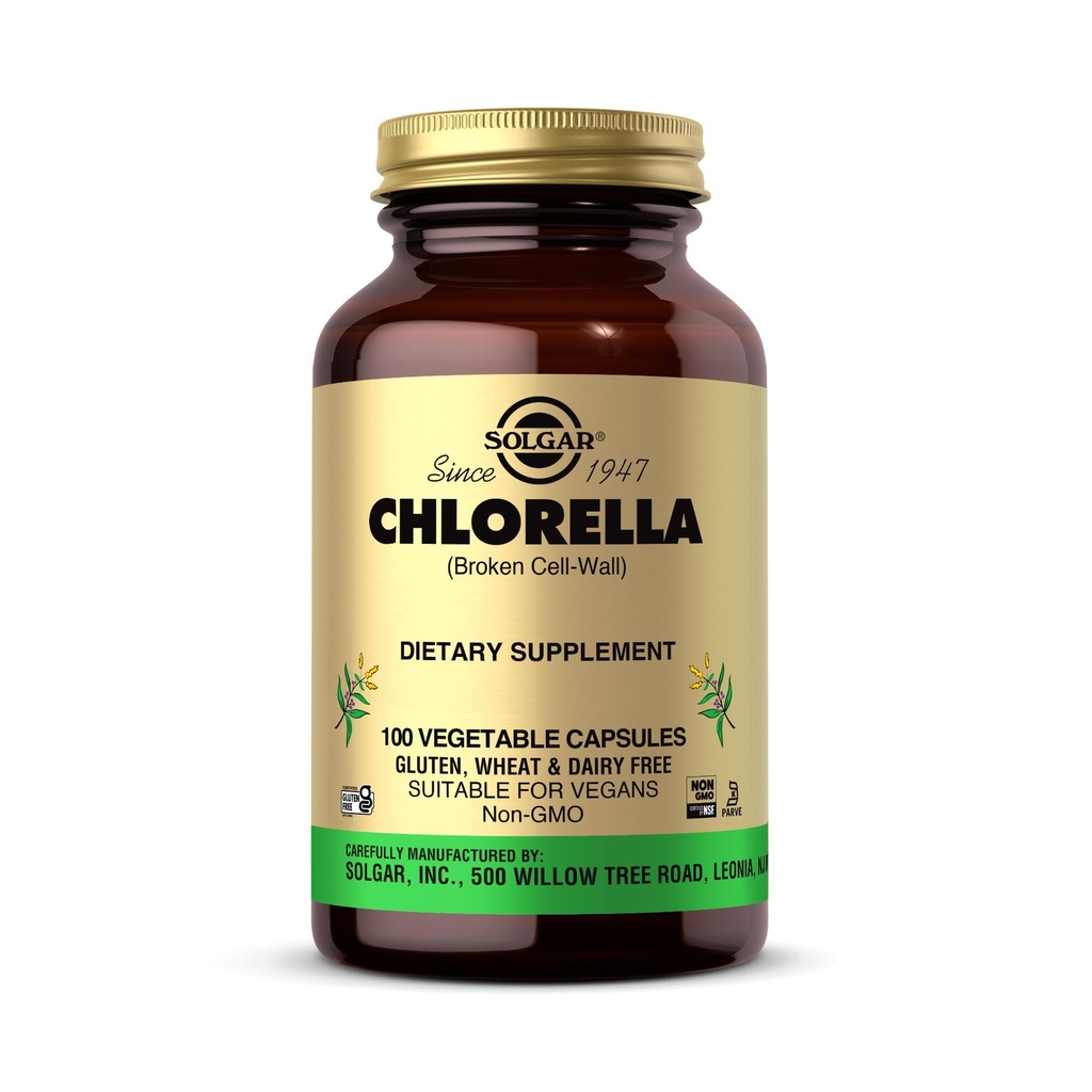 Solgar Chlorella - 100 Kapsułki warzywne - Maksymalna absorpcja - Non-GMO, Wegan, Gluten Free, Kosher - 100 Służenie