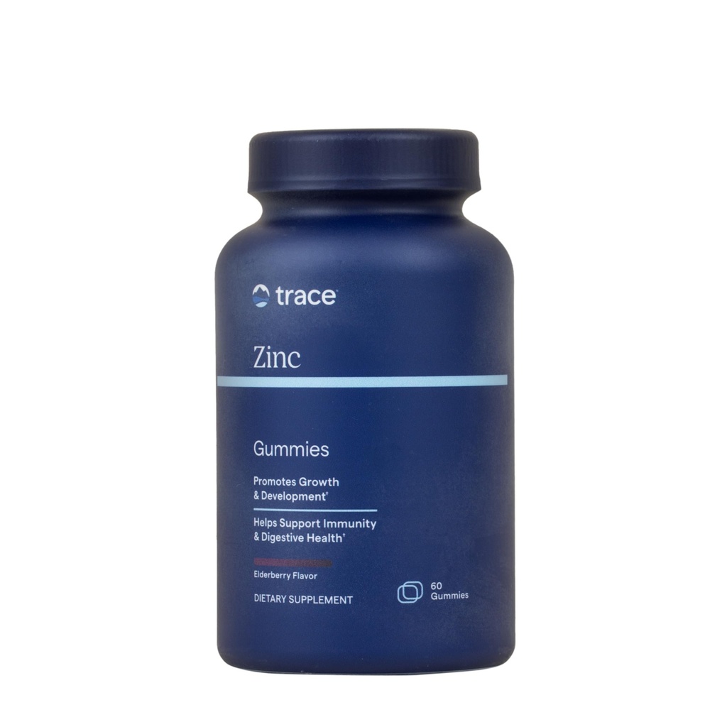 Ślad Minerały Cynk - Cynk Gummy Suplement do Zdrowego Rozwoju & Wsparcie immunologiczne - Trawienie i Metabolizm - Dzieci Gummy - Żelatyna - Wolna & Wegan - Elderberry Flavor - 60 Hrabia (30 Sług)