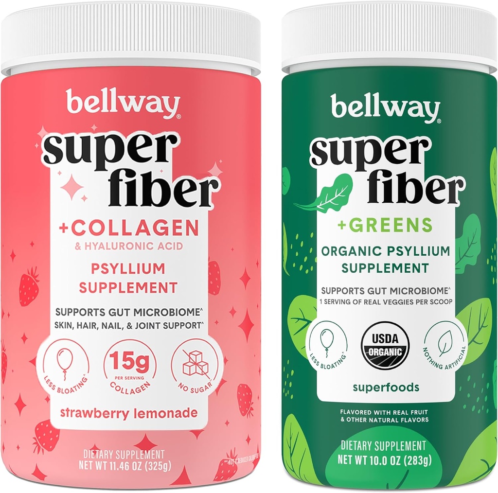 Bellway Super Fiber Proszek + Kolagen, Lemoniada truskawkowa Super Fiber + Zielone