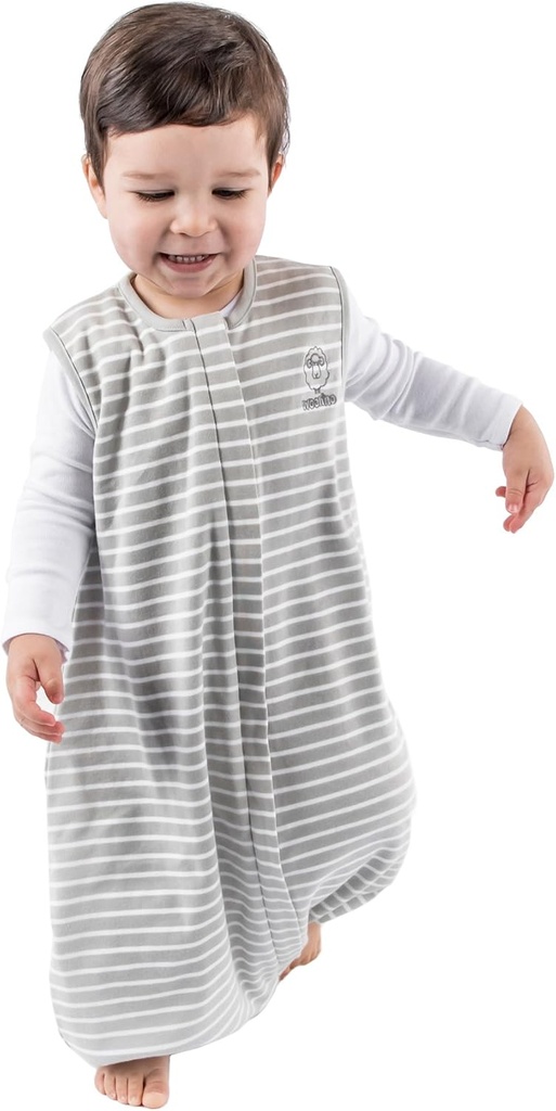 Woolino 4 Sezon Baby Sleep Bag z nogami, Merino Wool i Organic Cotton Walker Sleep Bag Sack, Toddler Sleep Bag, 18- 36m, Gray