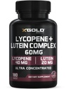 Likopen + Lutein 60mg Supplement Eye Health & Vision Support 124; Przeciwutleniacz na zdrowe oczy i skórę 124; Non-GMO, Gluten Free 124; 180 Kapsułki wegetariańskie 124; Made in USA