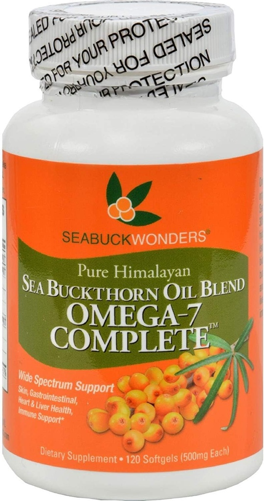 Seabuck Wonders Sea Buckthorn Oil Blend - 500 mg - Omega 7 Complete - Natural - Gluten Free - 120 Softgels (Opakowanie 2)