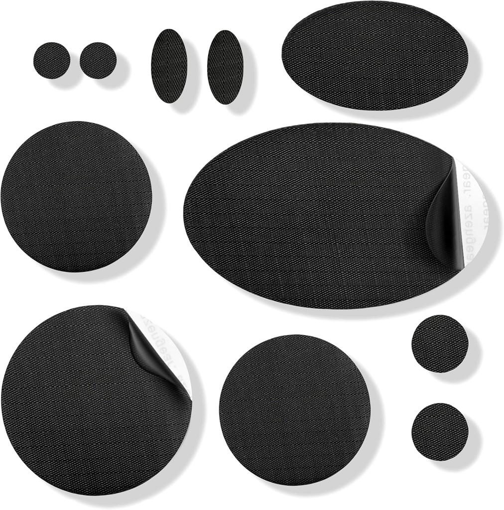 aZengear Repair Patches - Wodoodporne, Samoprzylepne, Tear- Cold- Heat- Resistant Nylon Polyester Fix Puffer Coats, Gear, Namioty (11 Kawałki, Solid Black)
