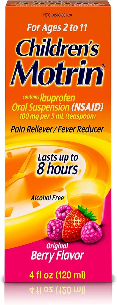 Motrin Zawiesina doustna dla dzieci, Ibuprofen, Ulga bólowa, 4 Oz