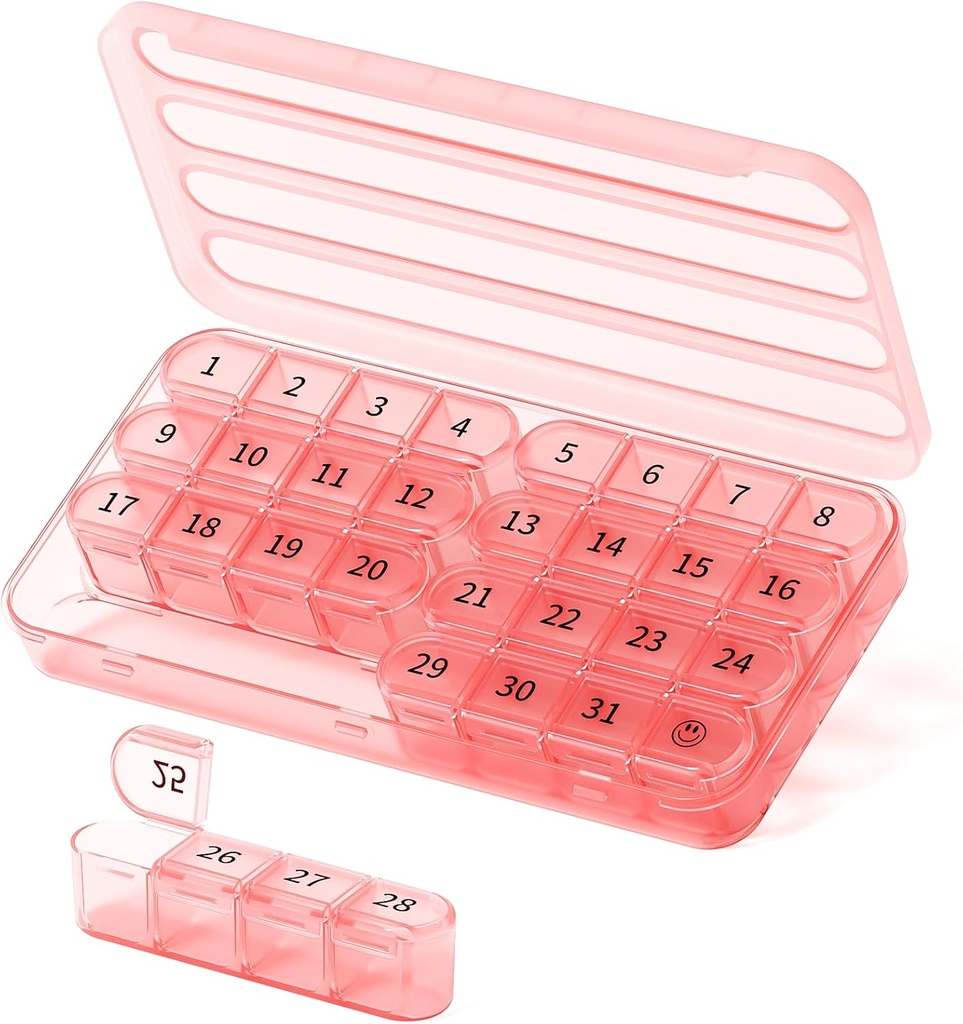 Monthly Pill Organizer 1 Times a Day, 30 Day Pill Box, One Month Pill Case Once a Day, 31 Day Pill Holder Medicine Organizer for Witamina, Pink