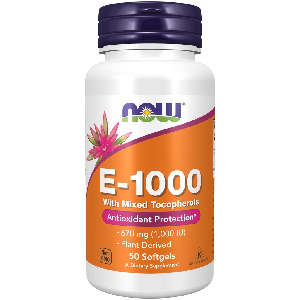 Teraz suplementy żywności, Witamina E- 1000 IU Mieszane Tokoferole, Antyoksydant Protection *, 50 Softgels