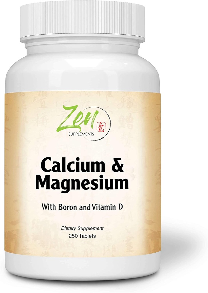 Zupy Zen - Hi Potency Wapń & Magnez z D3 & Boron do zwiększonej absorpcji, Wspiera zdrowie kości i gęstości kości 250- Tabs