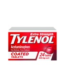 Tylenol Dodatkowa siła Ból Reliever & Fever Reduktor, Okrągłe tabletki powlekane, 500 mg Acetaminofen Pain Relief Pills for Headhead, Toothache & Minor Artretitis Pain, 24